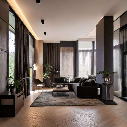 A modern interior design with. The floor and Ceiling have a light colour and all the Walls a